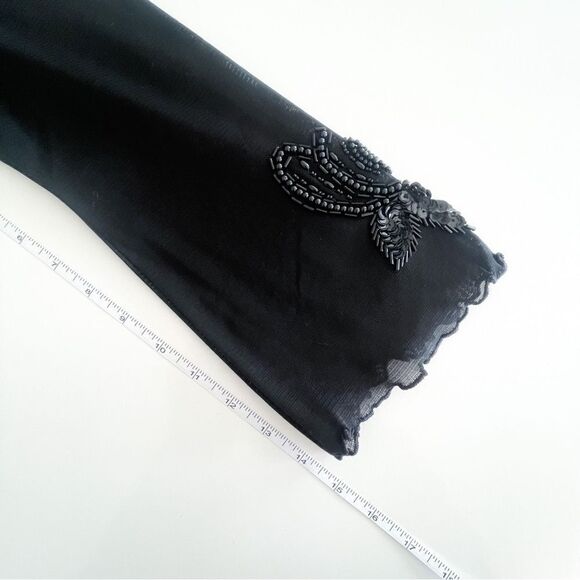 M&MA Sweater Beaded Sequined Black Top Blouse Women's S Long Sleeved - Picture 6 of 7